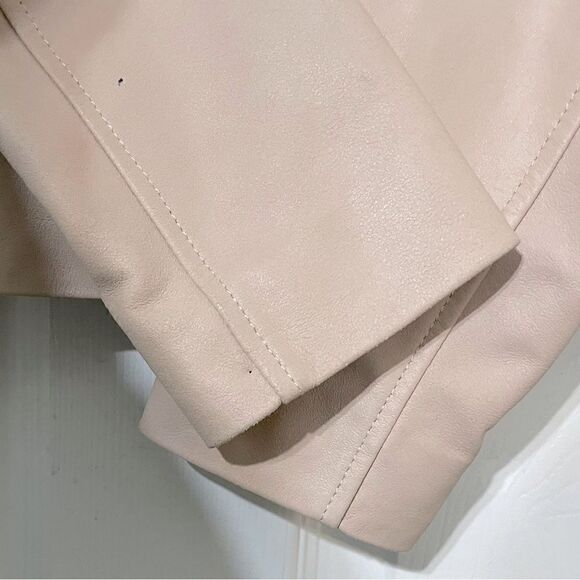 Sam Edelman Leather Bomber Jacket Neutral Blush Pink Size Small Lamb Leather - Picture 11 of 11
